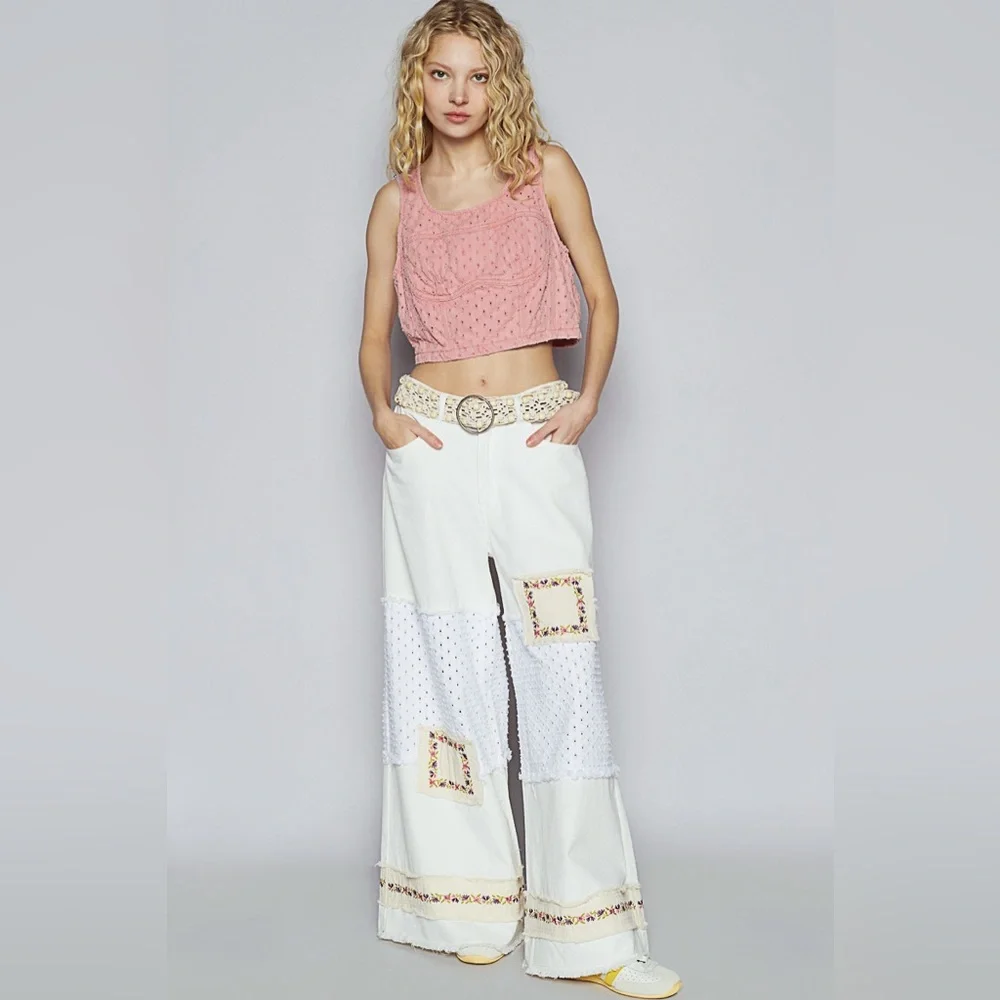 New! Belt13 Cream Leatherette belt with beads - Picture 9 of 11